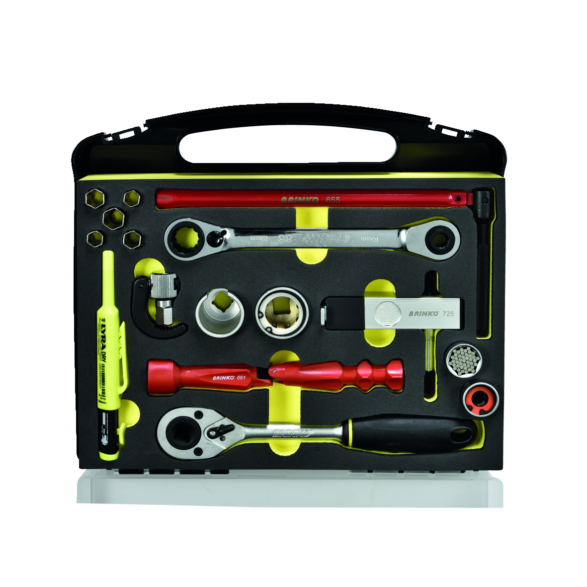 BRINKO Werkzeuge | Bad-Montage-Set „de luxe“ | 16-teilig |  Profi-Werkzeugsortiment für Industrie und Handwerk